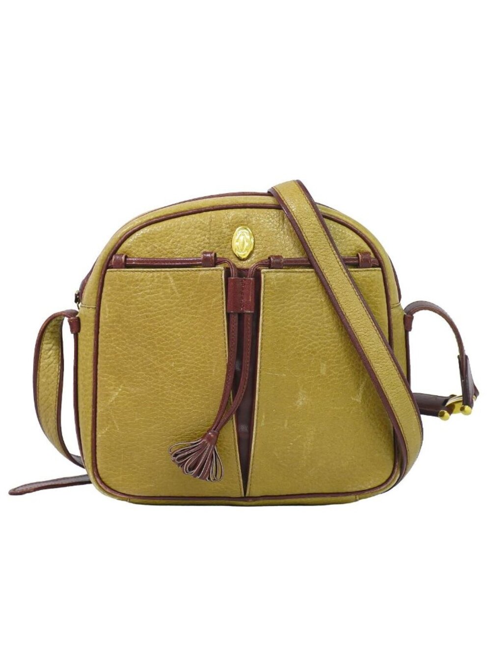 Cartier Must Line Shoulder Bag Pochette Leather Mustard Yellow